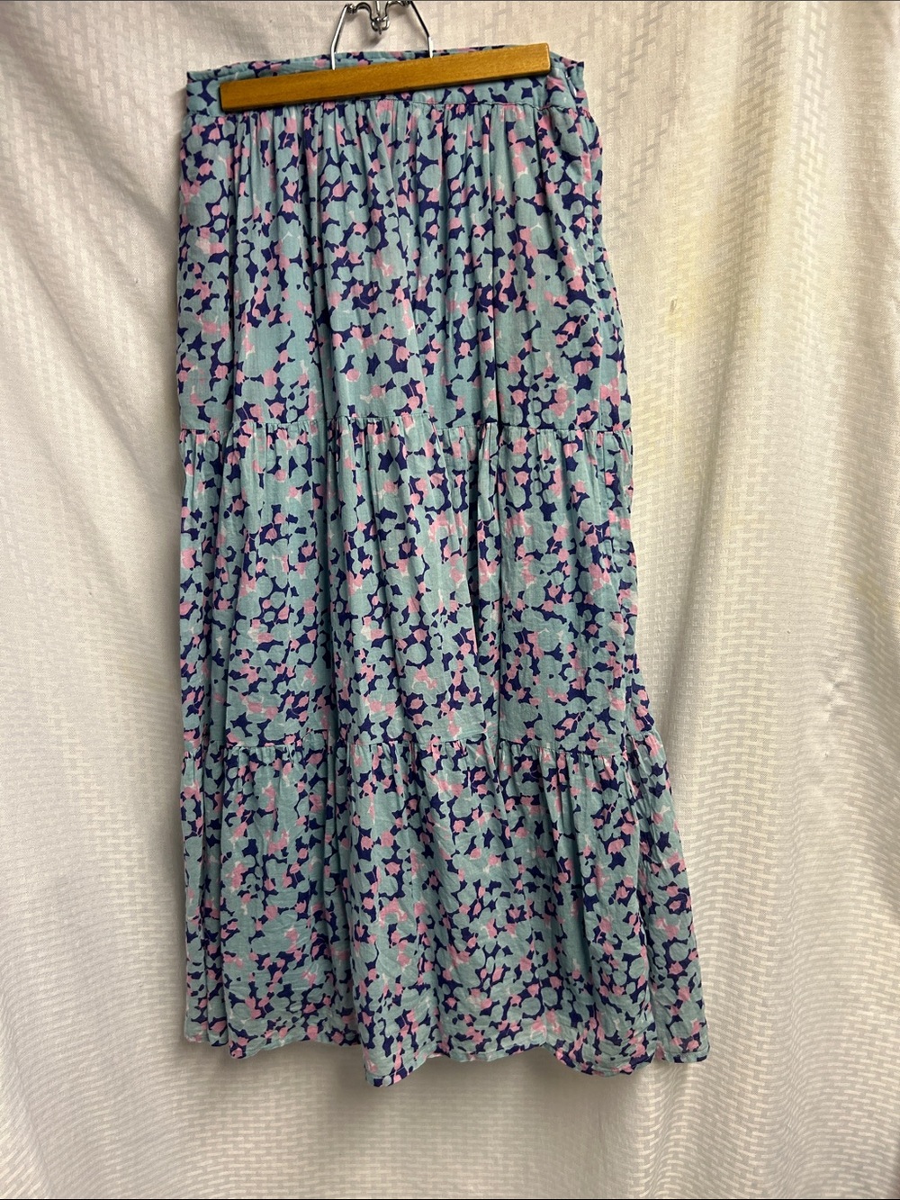 Banjanan Light Blue Floral Tiered Maxi Skirt